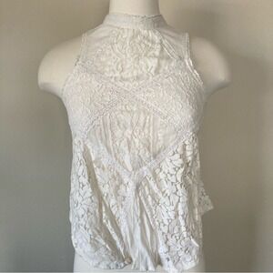 American Eagle Cream Lace Halter Tank Size XXS